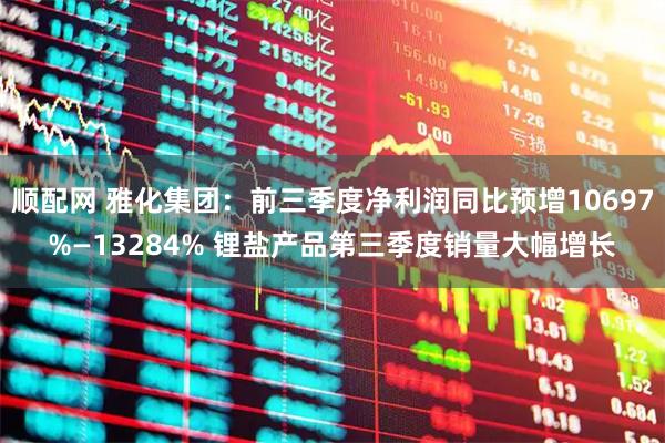 顺配网 雅化集团：前三季度净利润同比预增10697%—13284% 锂盐产品第三季度销量大幅增长